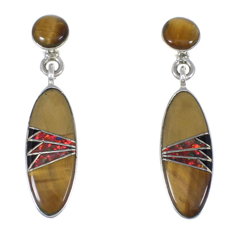 Multicolor Southwest Sterling Silver Post Dangle Earrings WX71648